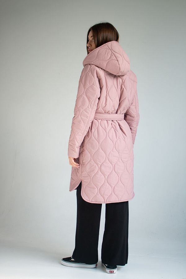 Куртка стьобана з капюшоном пудрова МБПТ002/1 #RU# Куртка стеганная с капюшоном пудровая МБПТ002/1 № 4