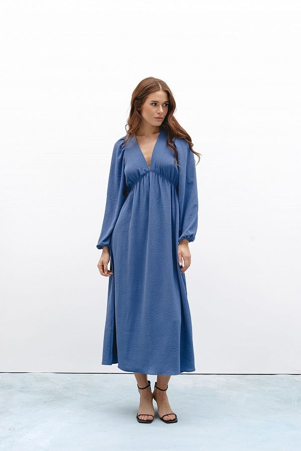 Сукня максі з відкритою спиною темно-синя МБПЛ003/1 № 1