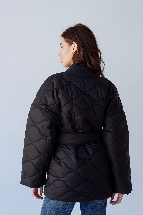 Куртка-кімоно стьобана чорна МБКТ003/1 #RU# Куртка-кимоно стеганая черная МБКТ003/1 № 2