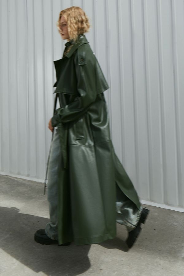 Тренч з екошкіри на замші темно-зелений С0321/8 #RU# Тренч из экокожи темно-зеленый С0321 (Нет в наличии) С0321/8 № 2
