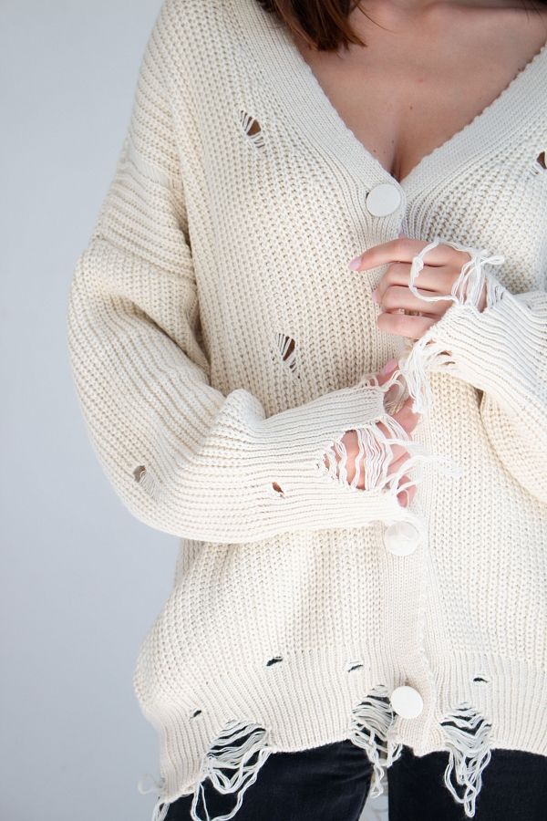 Кардиган на ґудзиках молочний CR-27013/3 #RU# Кардиган на пуговицах молочный CR-27013/3 № 4