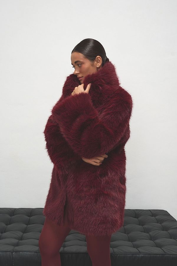 Шубка подовжена еко-норка бордова SHNOR01/01 № 5