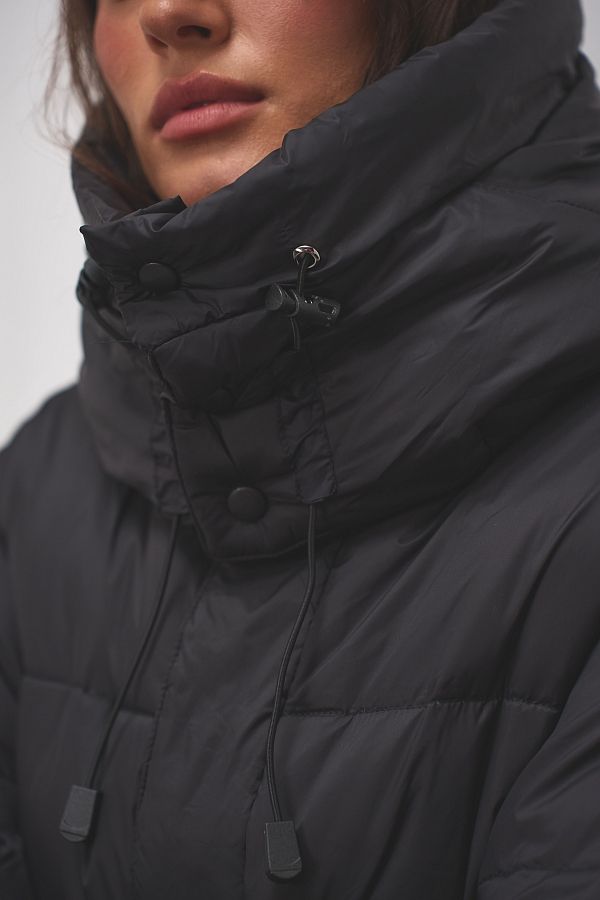 Пуховик довгий з капюшоном чорний PUH/1 #RU# Пуховик длинный с капюшоном черный PUH/1 № 4