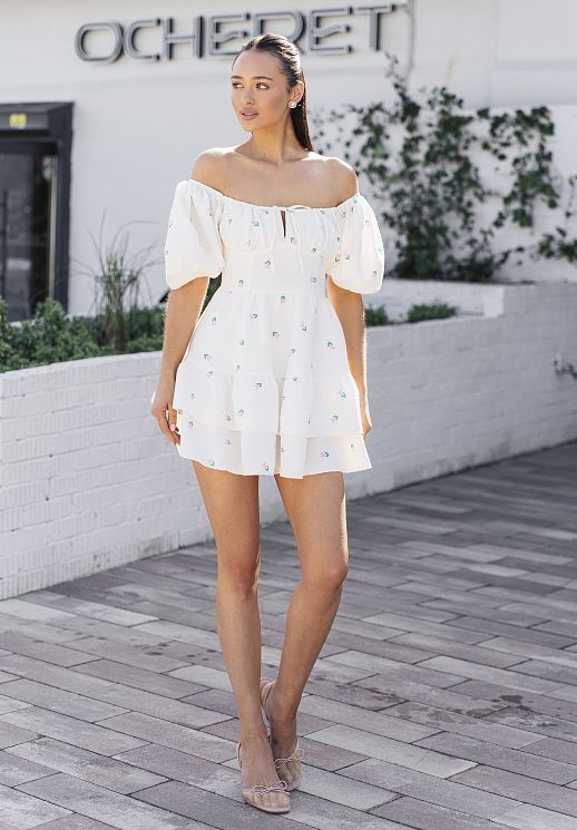 Сукня міні короткий рукав в рожеві серця