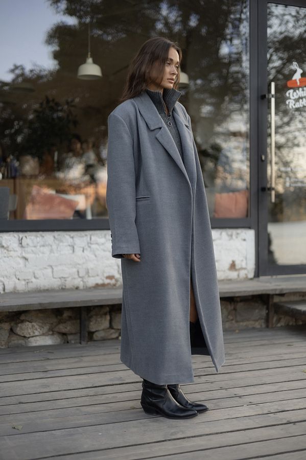 Пальто пояс-шнурок сіре 240927/1 #RU# Пальто пояс-шнурок серое 240927/1 № 3