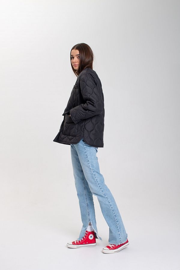 Куртка на кнопках з кишенями візерунок хвилька чорна К0423/2 #RU# Куртка на кнопках з кишенями черная К0423/2 № 5