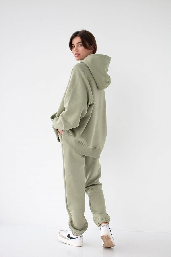 Костюм спортивний утеплений на флісі худі+джогери оливковий Н0126/2 #RU# Костюм спортивный утепленный на флисе худи+джогеры оливковый Н0126/2 № 3