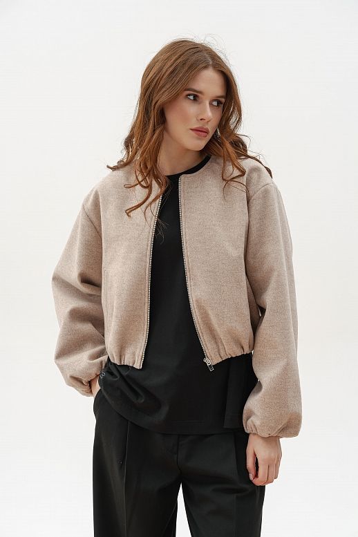 Бомбер на замку бежевий - №2