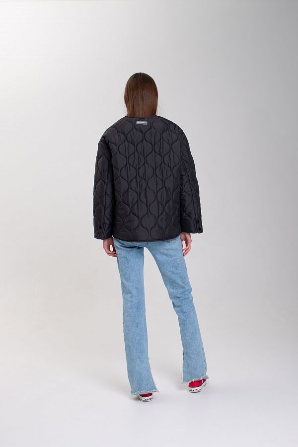 Куртка на кнопках з кишенями візерунок хвилька чорна К0423/2 #RU# Куртка на кнопках з кишенями черная К0423/2 № 4