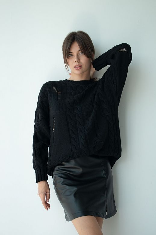 Светр косичка чорний - №2