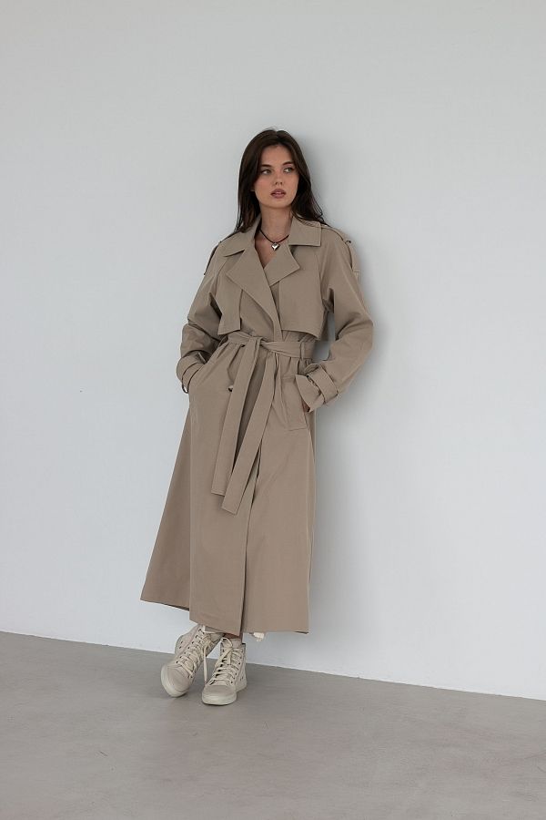 Тренч котон на підкладці капучіновий С0523/1 #RU# Тренч котон на подкладке капучиновый С0523/1 № 1