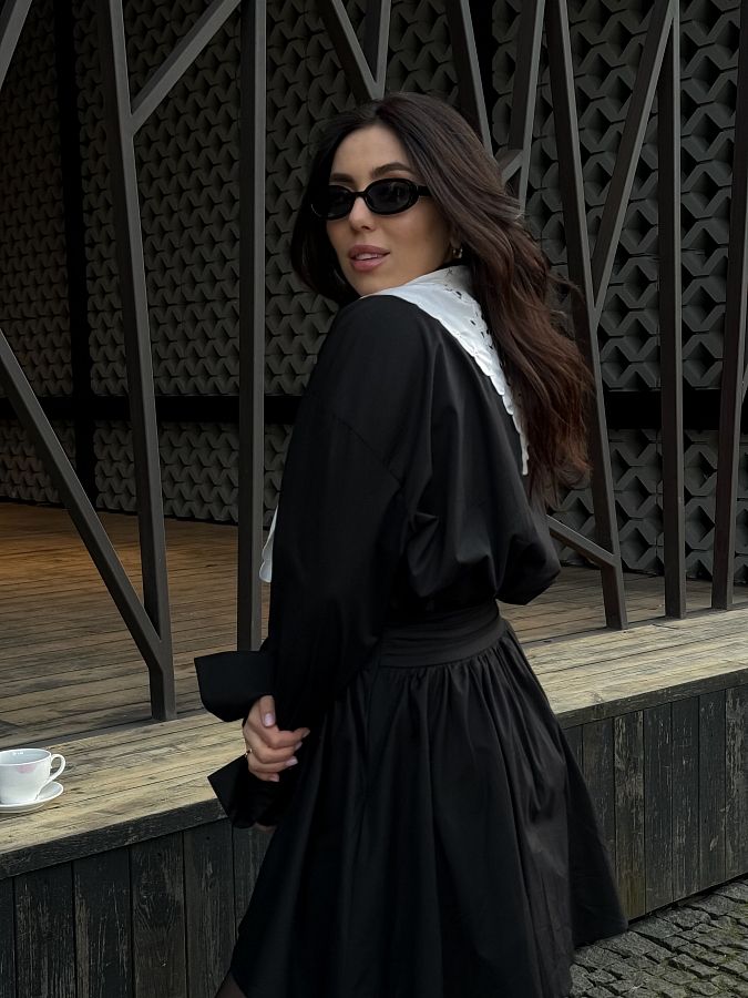 Сукня-сорочка на ґудзиках чорна МБПЛ005 № 3