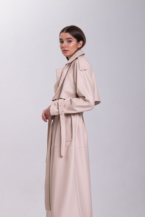 Тренч з екошкіри на замші рожево-бежевий С0321/11 #RU# Тренч из экокожи на замше розово-бежевый С0321/11 № 2