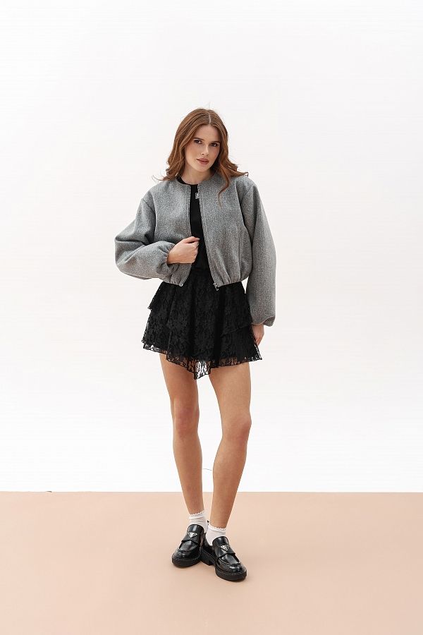 Бомбер на замку сірий НФ-00000722/2 #RU# Бомбер серый на замке НФ-00000722/2 № 2