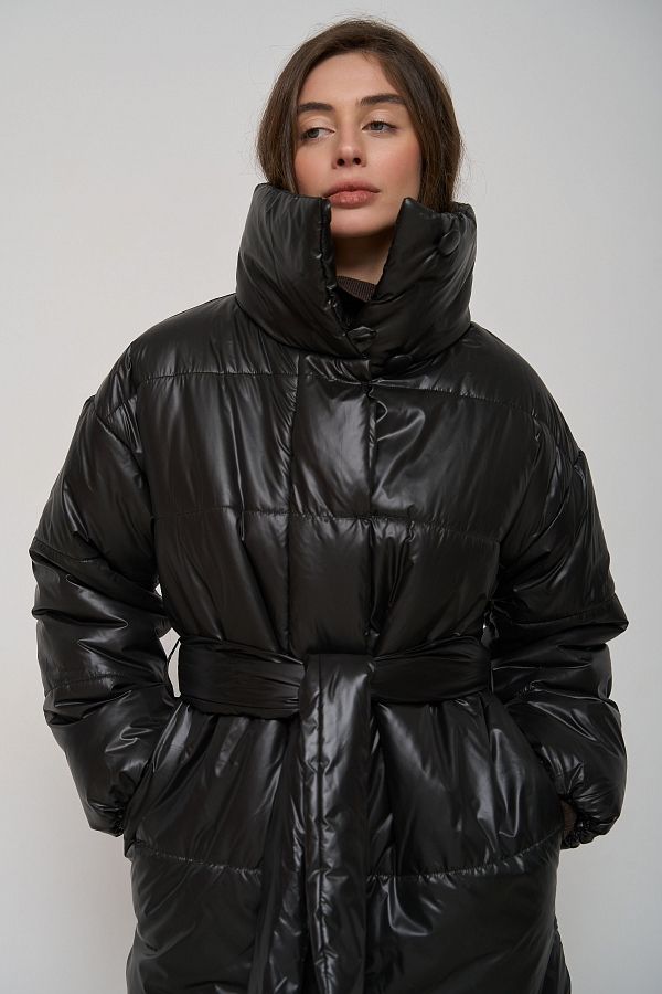 Куртка подовжена з високим коміром на кнопках лаке К0822/2 #RU# Куртка удлиненная с высоким воротником на кнопках лаке К0822/2 № 2