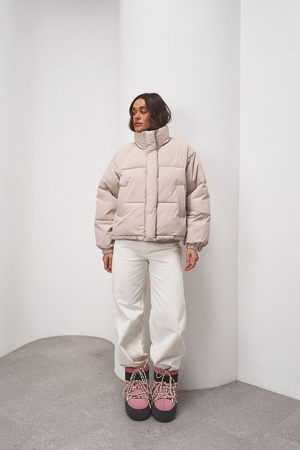 Пуховик вкорочений на замку світло-сірий PUVK25/2 #RU# Пуховик укороченный на замке светло-серый PUVK25/2 № 3