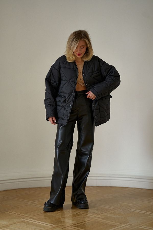 Куртка на кнопках з кишенями візерунок трикутник чорна К0423/4 #RU# Куртка на кнопках с карманами узор треугольник черная К0423/4 № 2