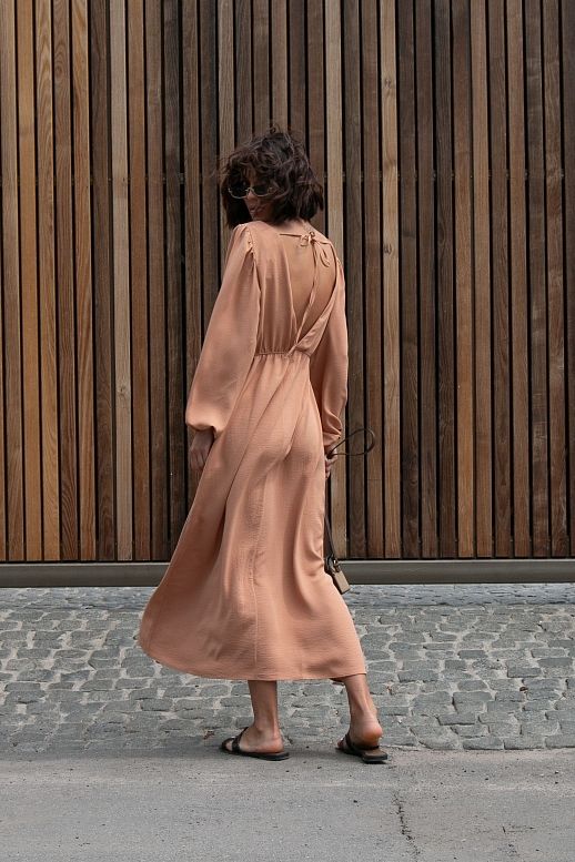 Сукня максі з відкритою спиною цегляний - №2