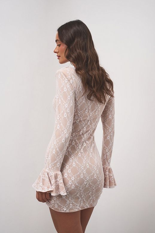 Сукня міні мереживна приталена біла - №2