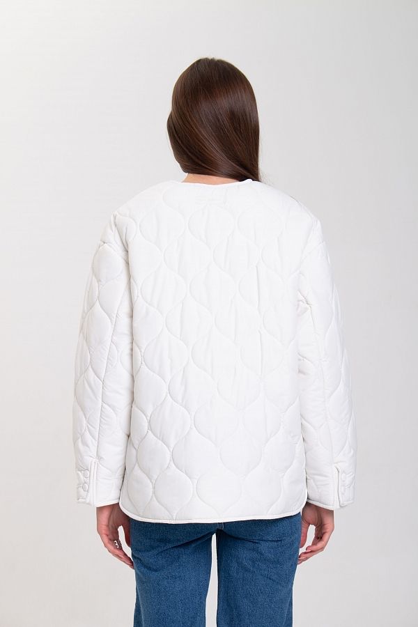 Куртка на кнопках з кишенями візерунок хвилька біла К0423/1 #RU# Куртка на кнопках с карманами узор волна белая К0423/1 № 3