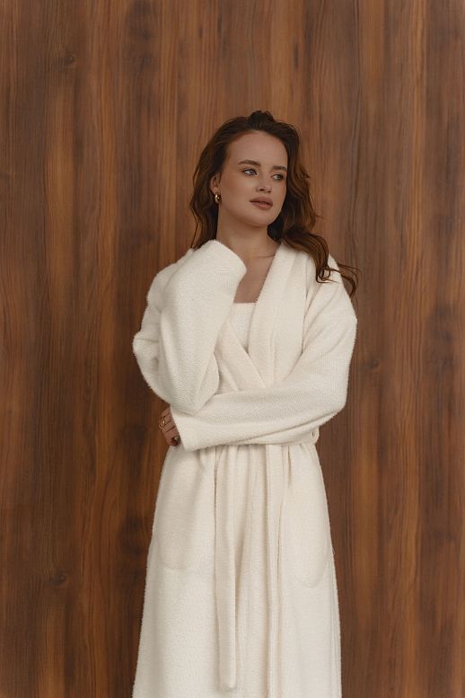 Кардиган альпака під пояс молочний - №2