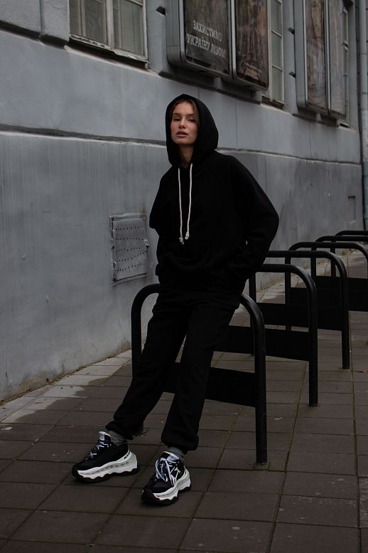 Костюм спортивний утеплений на флісі чорний