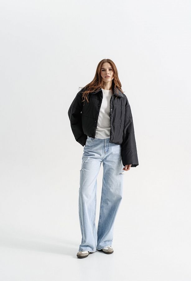 Куртка коротка чорна НФ-00000736/4 #RU# Куртка короткая черная НФ-00000736/4 № 2