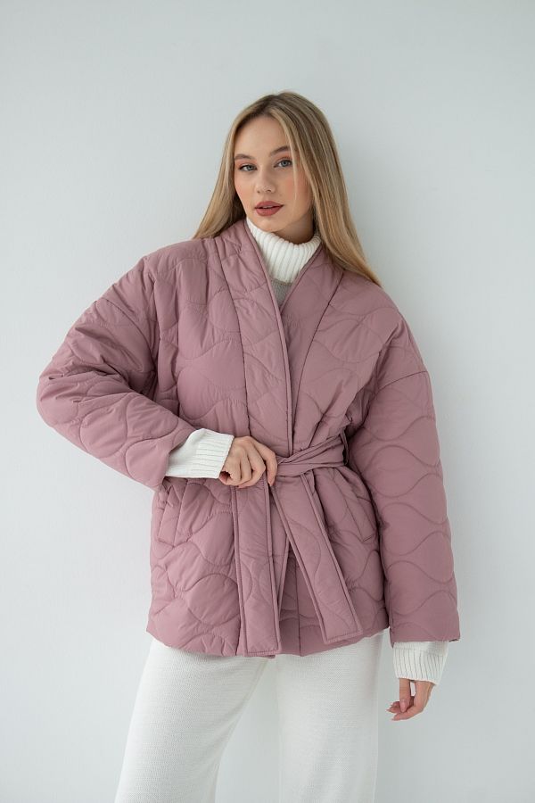 Куртка-кімоно стьобана пудрова МБКТ003/2 #RU# Куртка-кимоно стеганная розовая (нет в наличии) МБКТ003/2 № 1