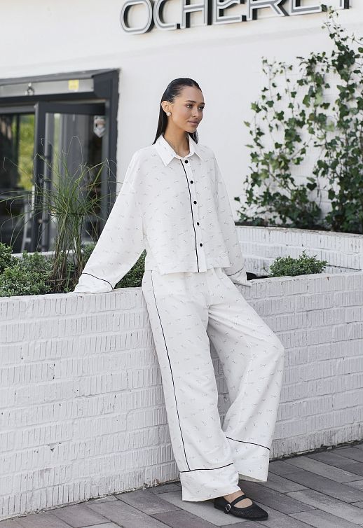 Костюм на гудзиках молочний в піони - №2