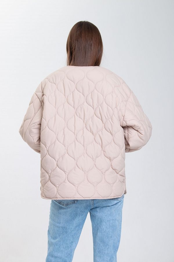 Куртка на кнопках з кишенями візерунок хвилька бежева К0423/5 #RU# Куртка на кнопках с карманами узор волна беж К0423/5 № 4