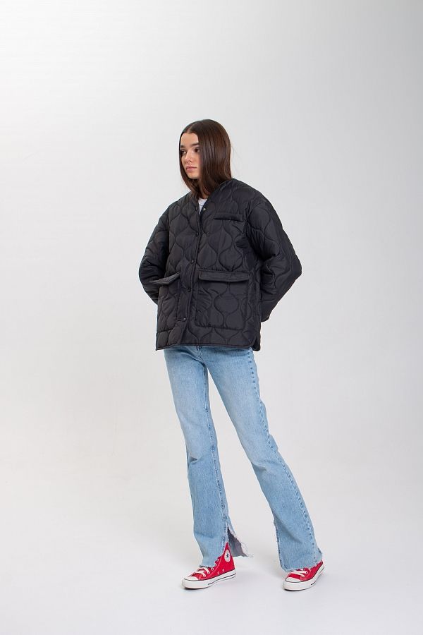 Куртка на кнопках з кишенями візерунок хвилька чорна К0423/2 #RU# Куртка на кнопках з кишенями черная К0423/2 № 3