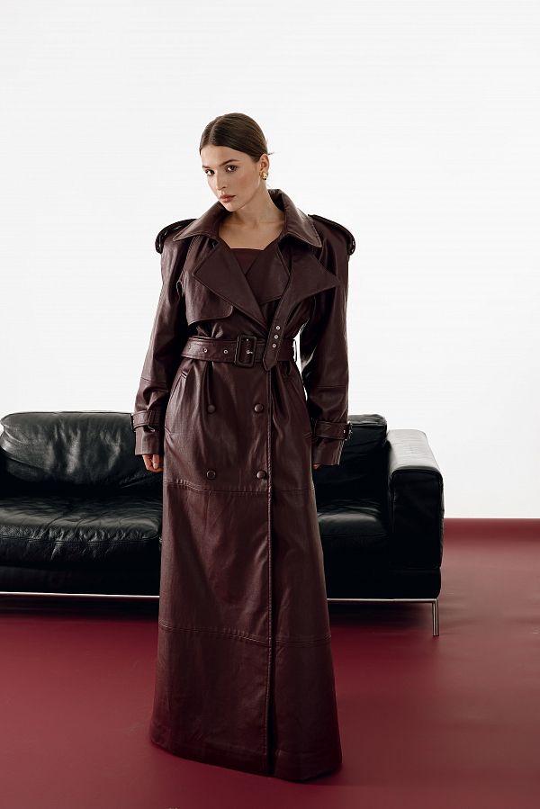 Тренч максі бордовий PREMT/01 № 4