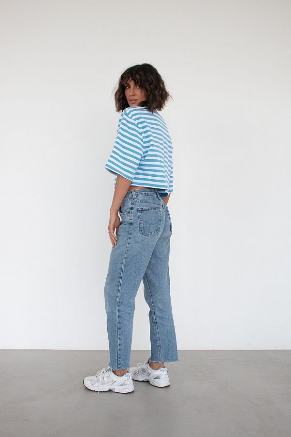 Футболка вкорочена у смужку блакитна TR30282/2 #RU# Футболка укороченная в полоску голубая TR30282/2 № 3