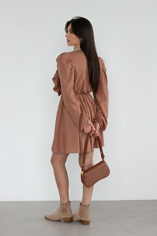 Сукня льон з воланами капучіновий VL3032 № 4