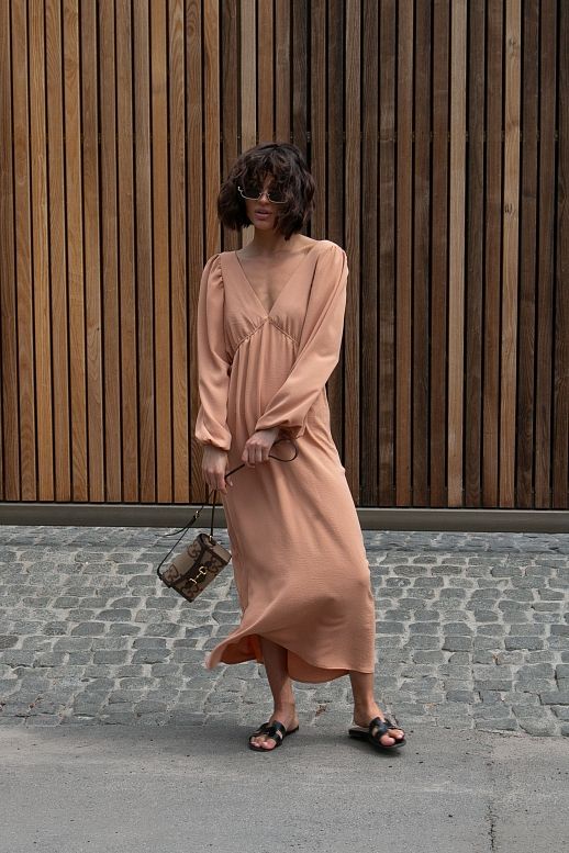 Сукня максі з відкритою спиною цегляний