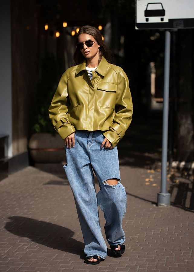 Тренч короткий екошкіра на замші оливковий МБКТ010/1 #RU# Тренч короткий экокожа на оливковой замше МБКТ010/1 № 2