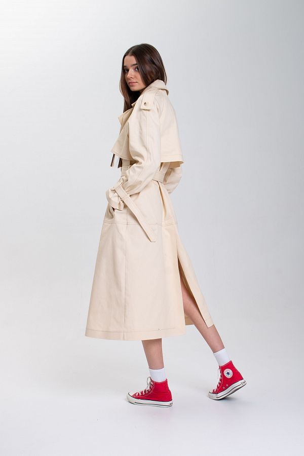 Тренч джинсовий бежевий C0323/2 #RU# Тренч коттоновый молочный C0323/2 № 5