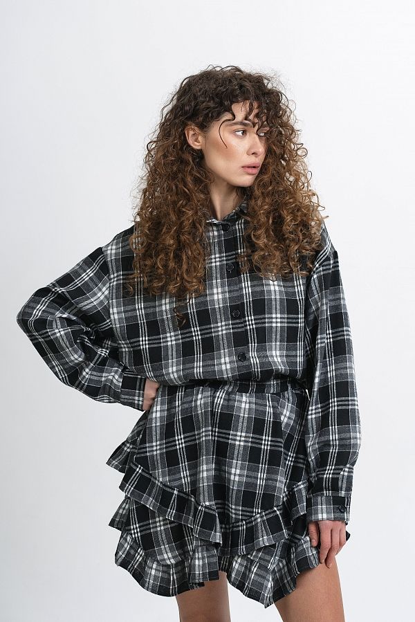 Спідниця в клітинку чорна  П1500/3 #RU# Юбка в клеточку черная П1500/3 № 1