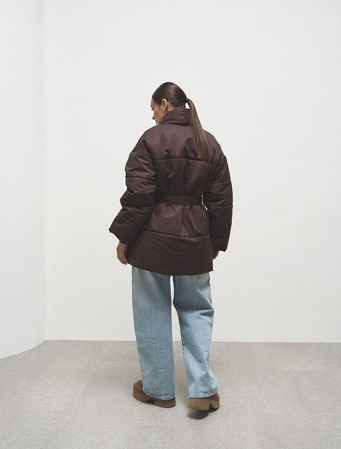 Пуховик подовжений під пояс преміум бордовий PUHPRK01/02 #RU# Пуховик удлиненный под пояс премиум бородовый PUHPRK01/02 № 4