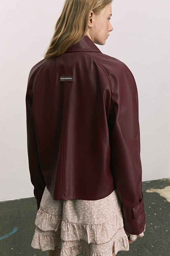 Тренч короткий екошкіра на замші бордовий МБКТ010/6 #RU# Тренч короткий экокожа на замше бордовый МБКТ010/6 № 3