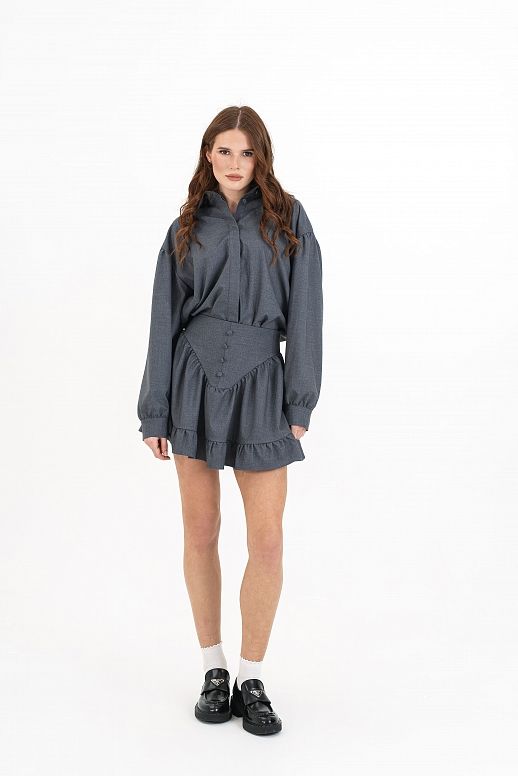 Костюм сорочка+спідниця з ґудзиками