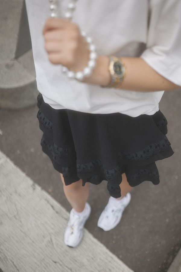 Спідниця з мереживом чорна SP2024/2 #RU# Юбка с рюшами черная SP2024/2 № 3