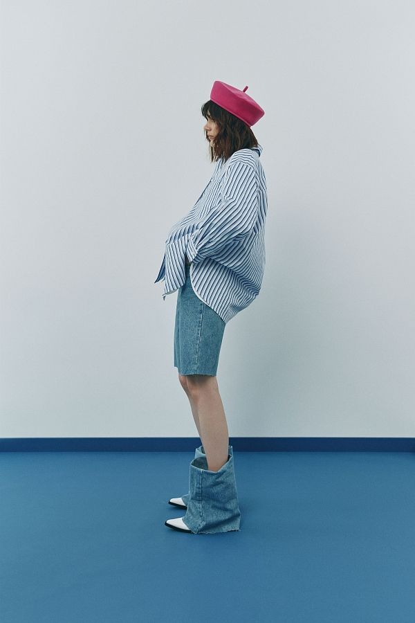 Сорочка котонова класична у смужку синя МБСЧ001/10 #RU#  Рубашка котоновая классическая в полоску синяя МБСЧ001/10 № 3