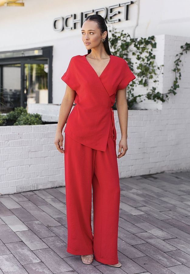 Костюм блуза та брюки червоний ПН07/07 #RU# Костюм блуза и брюки красный ПН07/07 № 2