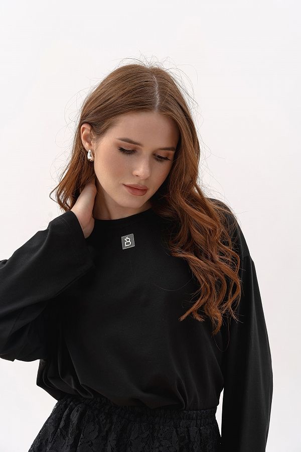 Лонгслів oversize MBocharova чорний DK0215/6 #RU# Лонгслив oversize MBocharova черный DK0215/6 № 1