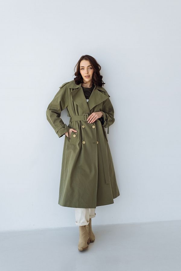 Тренч котоновий хакі С0421\1 #RU# Тренч котоновый хаки С0421\1 № 2
