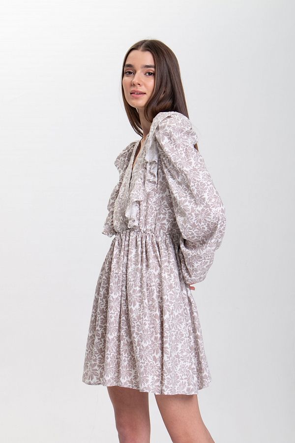 Сукня міні з воланами бежева D0523/2 № 4