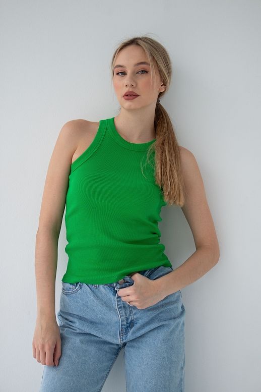 Майка рубчик зелена
