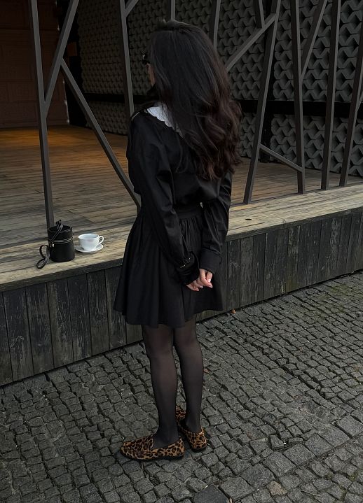 Сукня-сорочка на ґудзиках чорна - №2