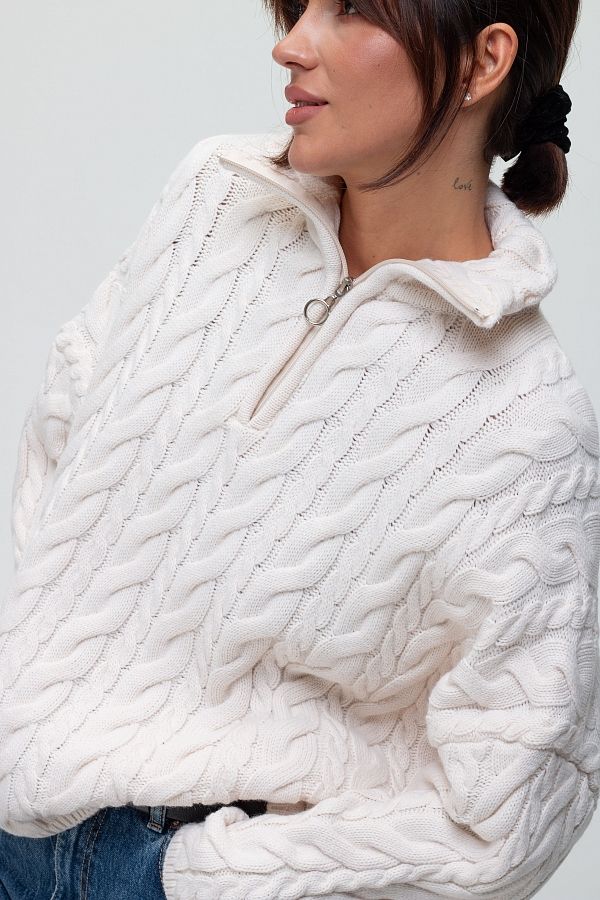 Светр косичка на замку молочний ТК231078 #RU# Свитер косичка на замке молочный ТК231078 № 4